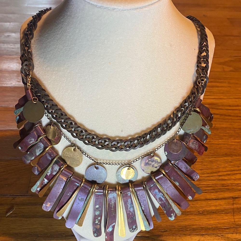Sibilia Tri-Strand Metal Patina Necklace